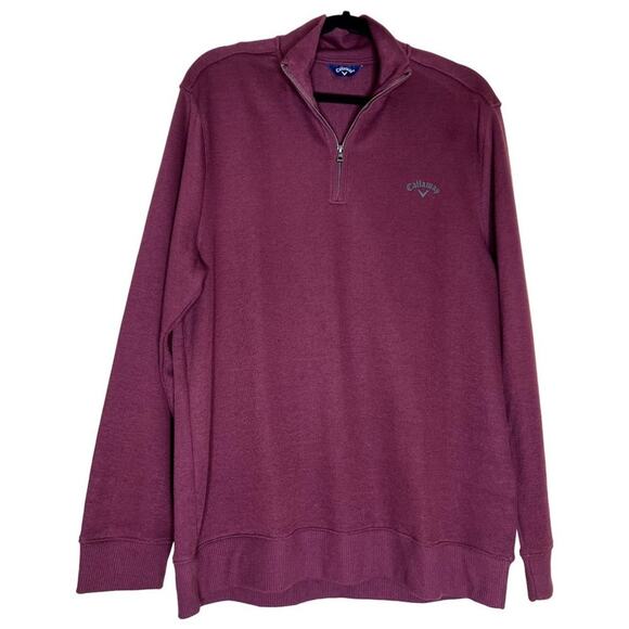 Callaway Sweater Jumper Mens Large Burgundy Knitted Long Sleeve Golf Club Logo - Picture 1 of 5